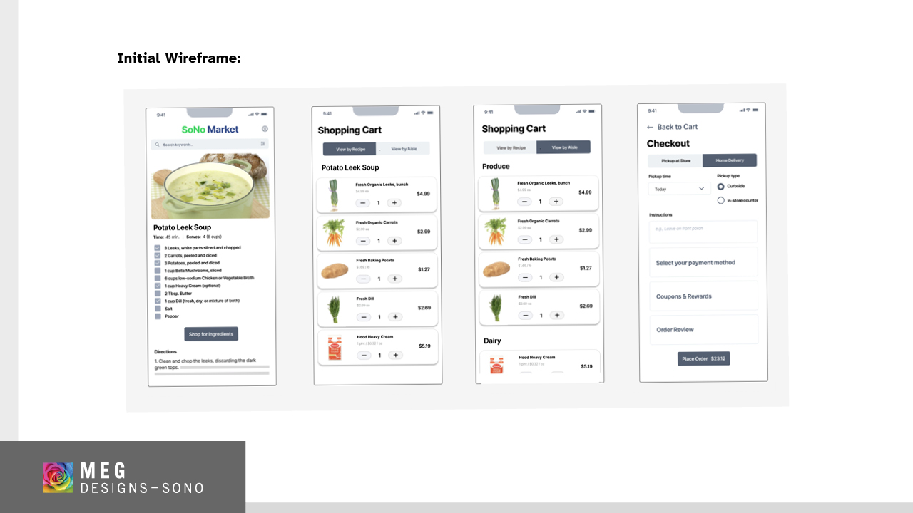 Product sample initial wireframe