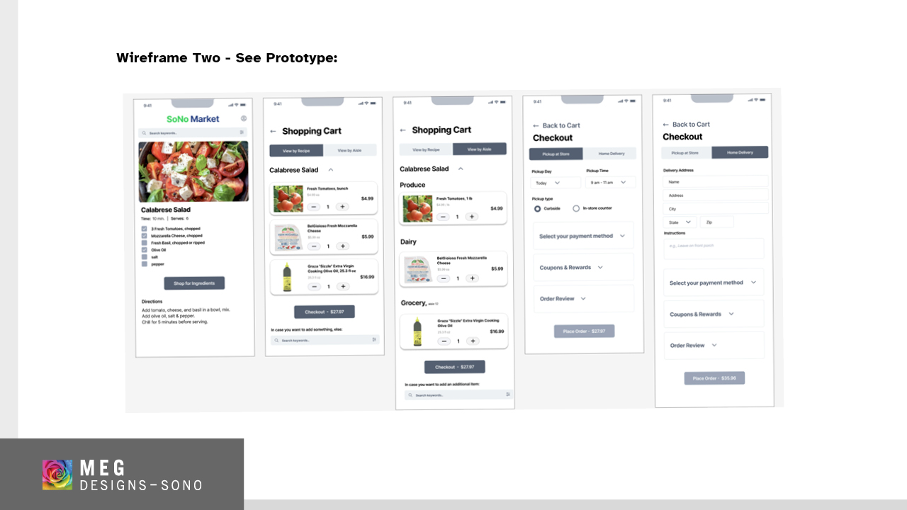 Product sample shorter recipe wireframe